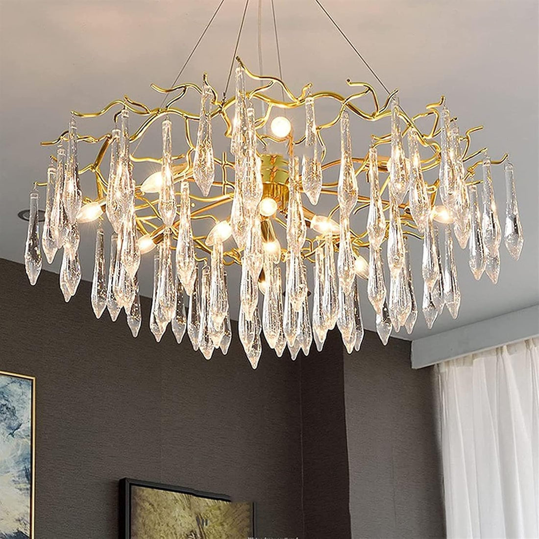 Lustre traditionnel en verre cristallin pour salon marocain