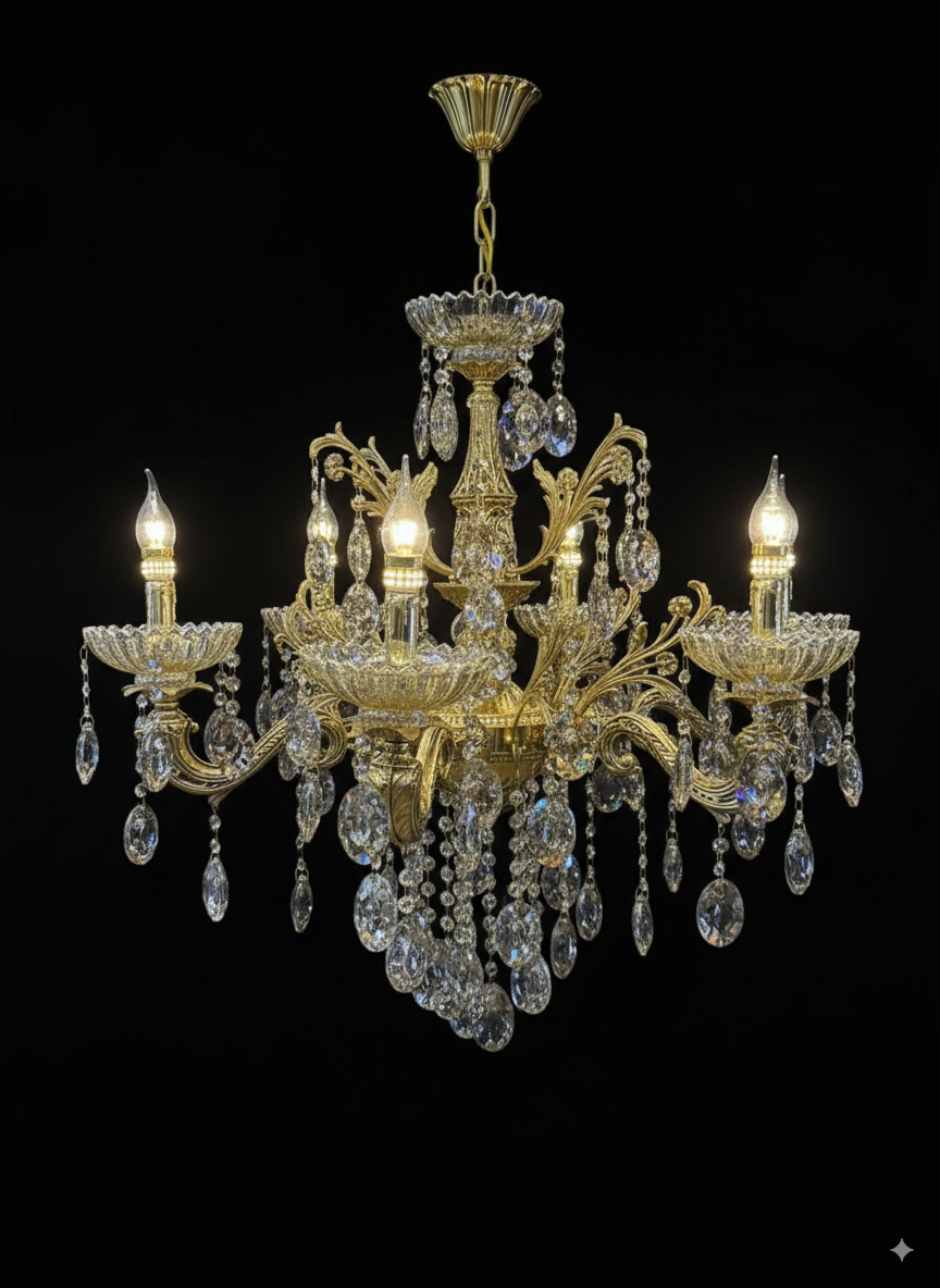 Lustre classique cuivre & cristal