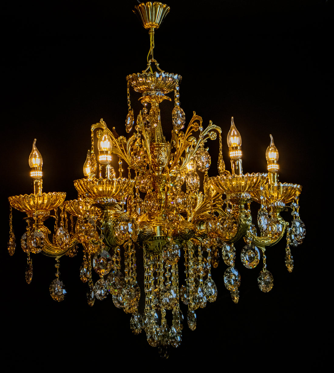 ✨ Suspension en Laiton Doré – 6 Ampoules ✨