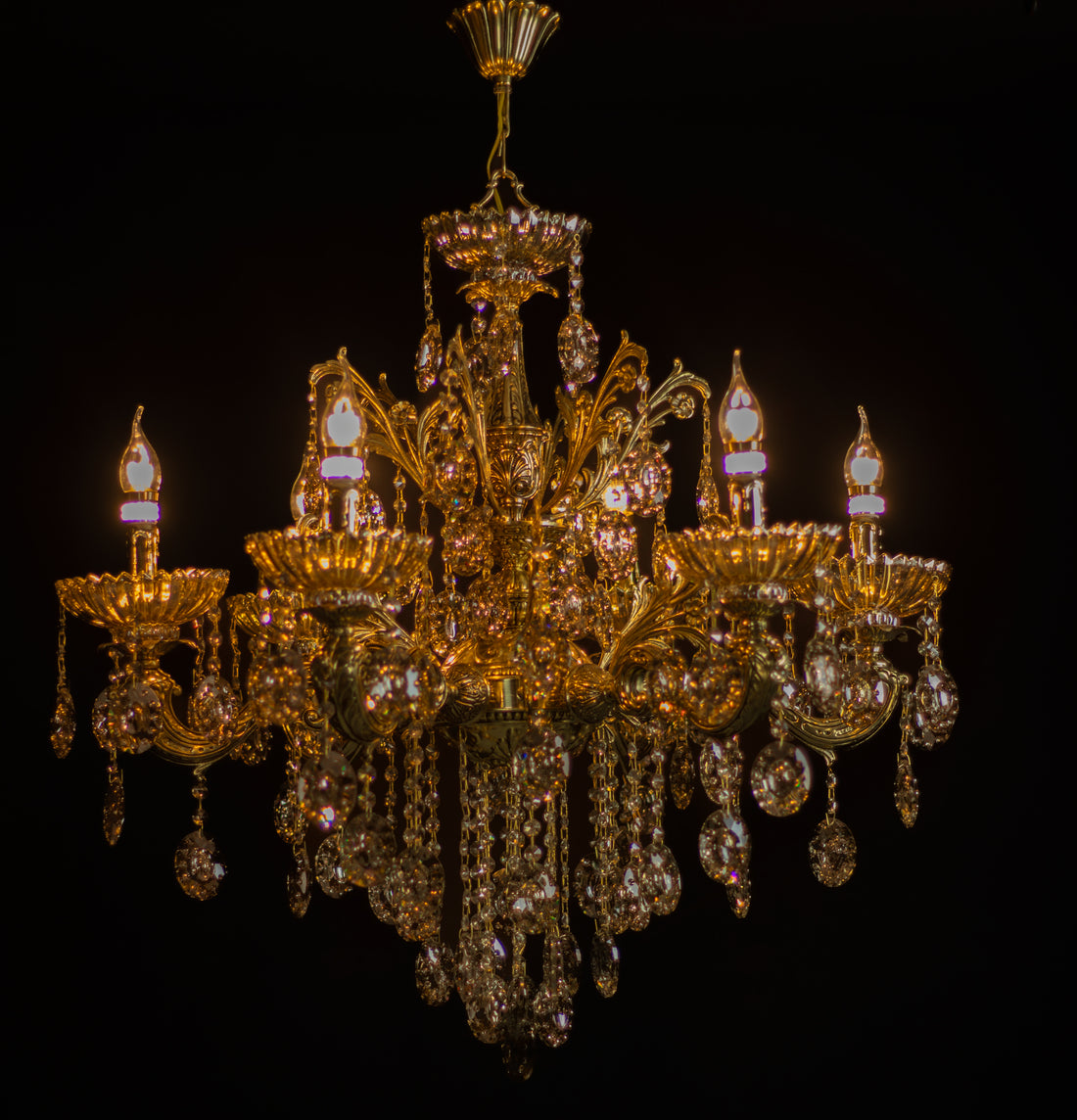 ✨ Suspension en Laiton Doré – 6 Ampoules ✨