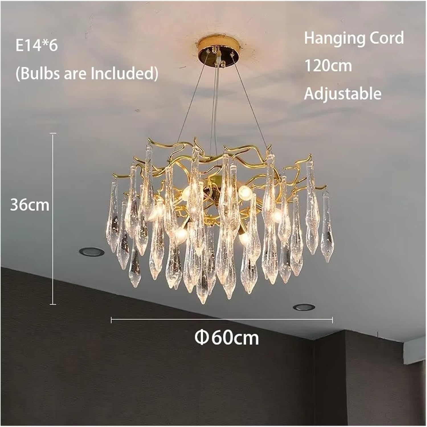 Lustre traditionnel en verre cristallin pour salon marocain