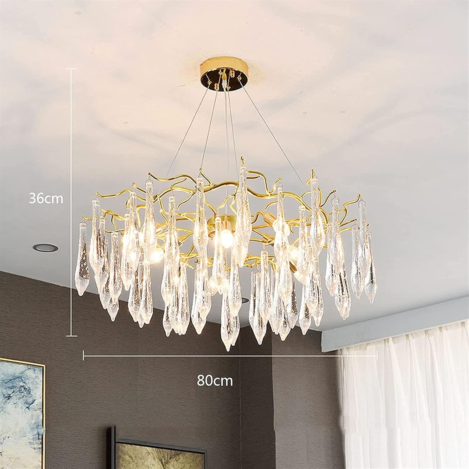 Lustre traditionnel en verre cristallin pour salon marocain