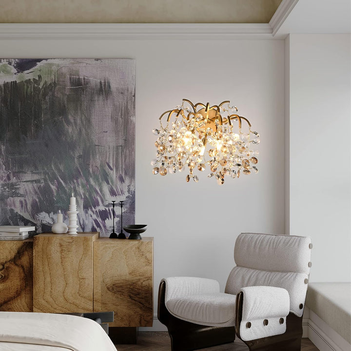 Applique murale traditionnelle en verre cristallin champagne
