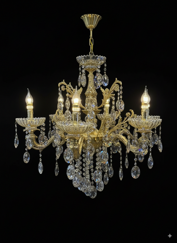 Lustre classique cuivre & cristal