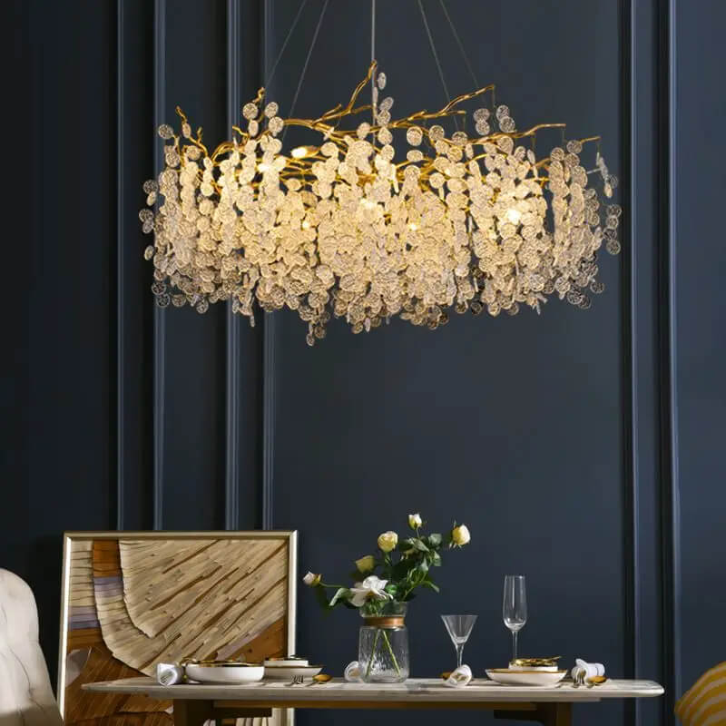 Lustre traditionnel Feuille en verre cristallin pour salon marocain