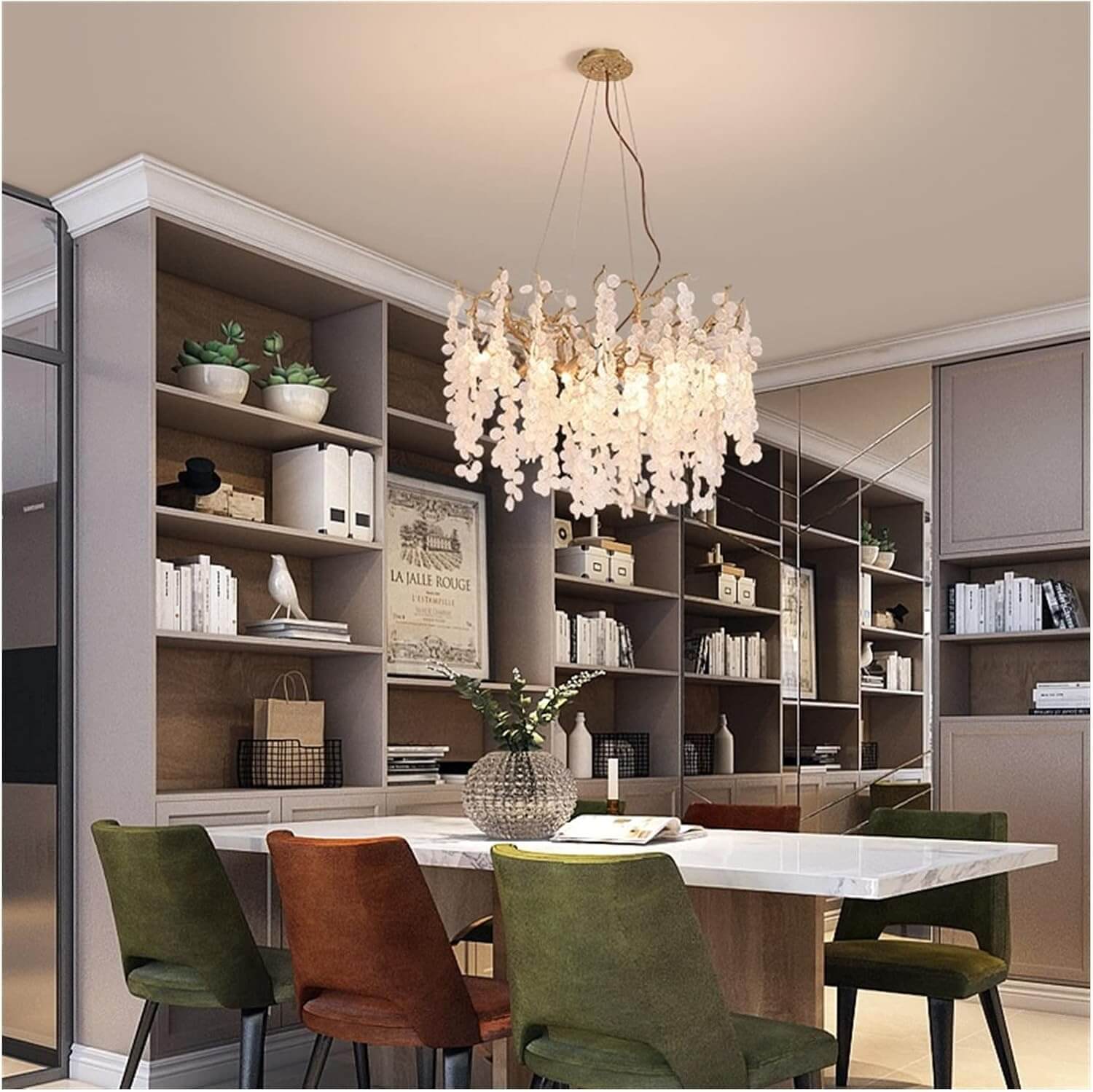 Lustre traditionnel Feuille en verre cristallin pour salon marocain