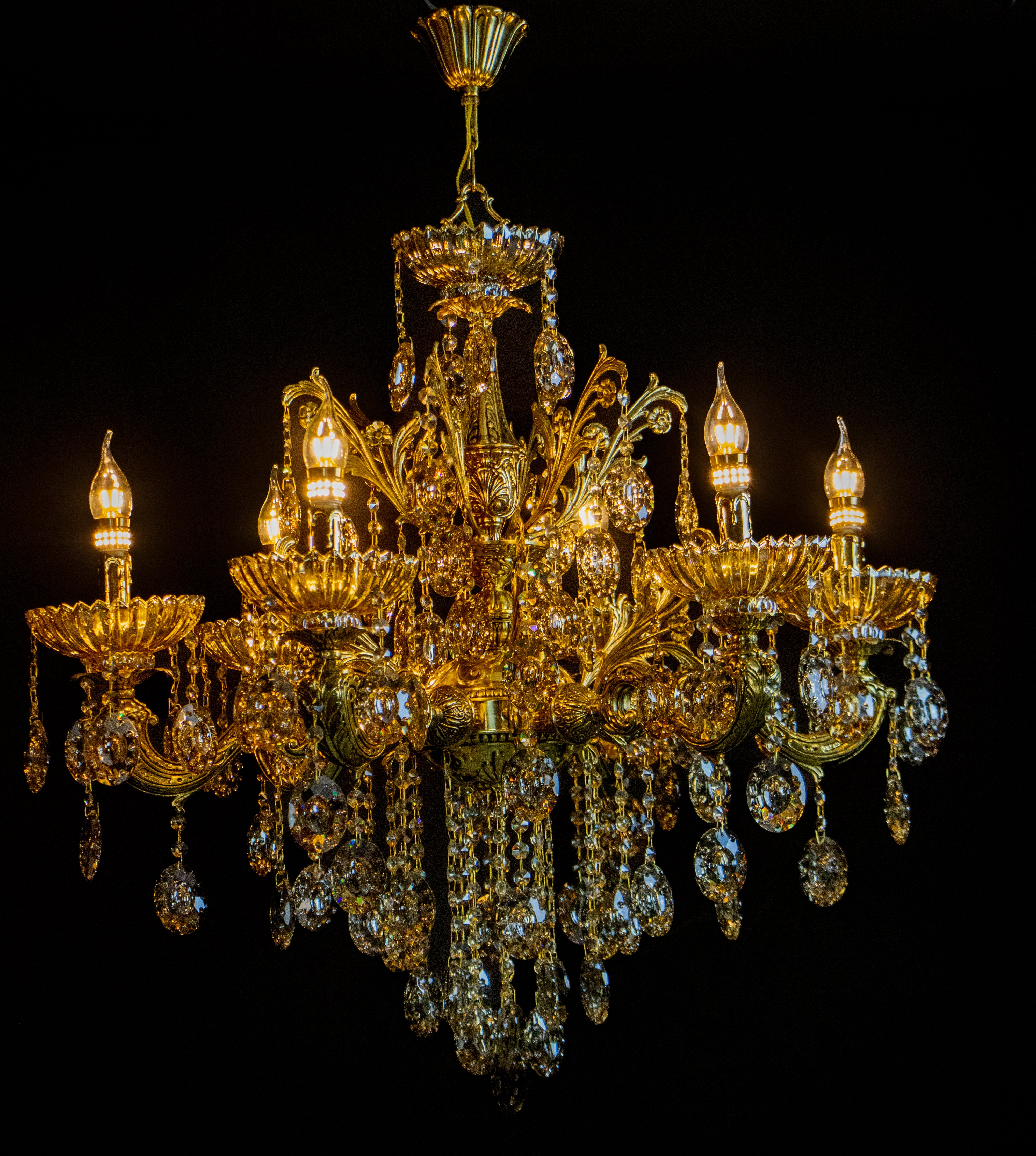 ✨ Suspension en Laiton Doré – 6 Ampoules ✨