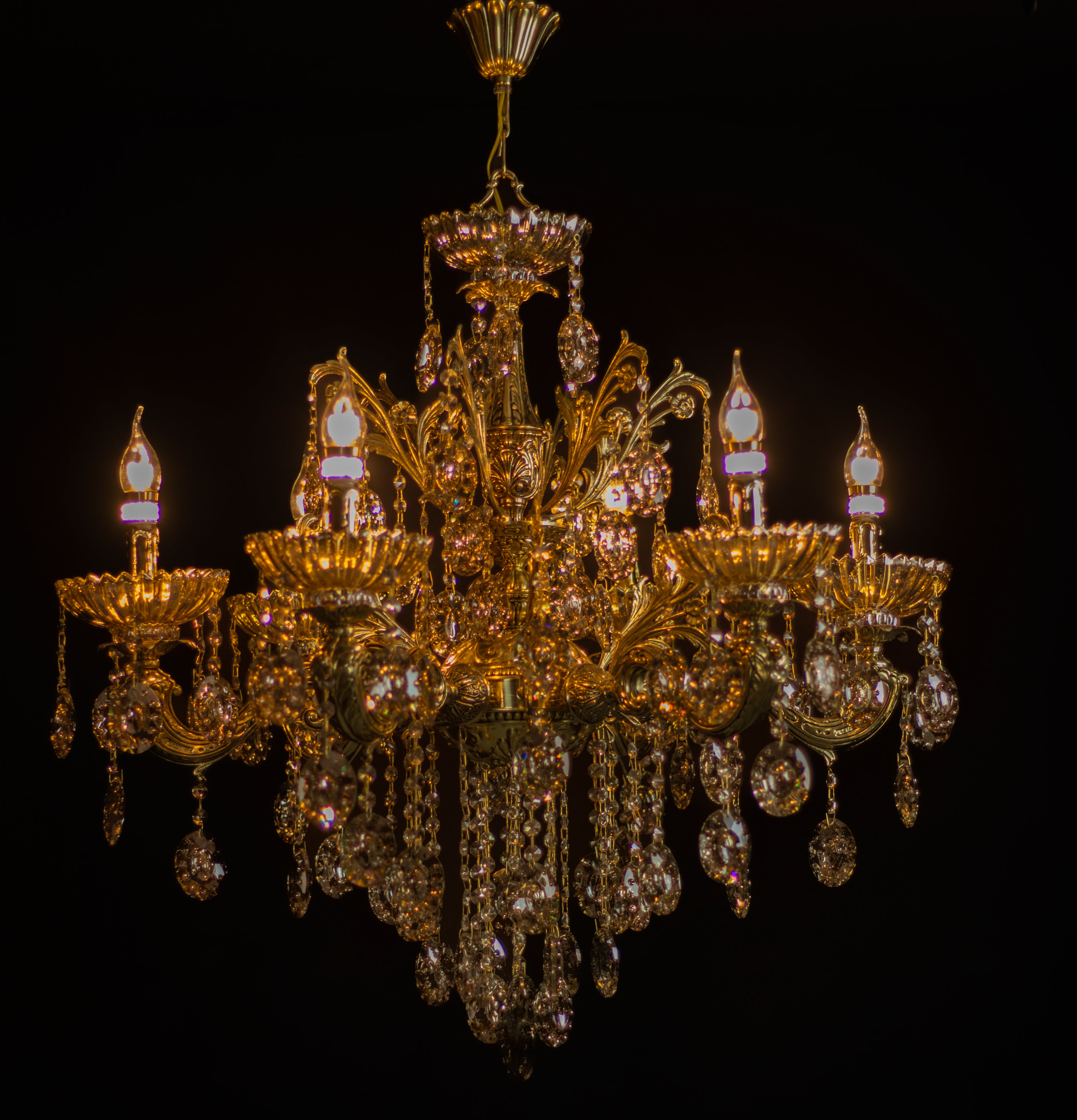 ✨ Suspension en Laiton Doré – 6 Ampoules ✨