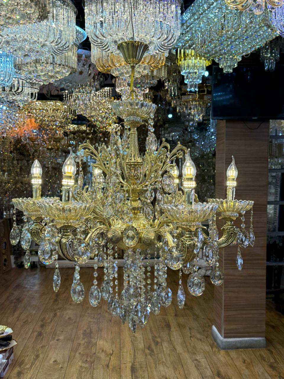 Lustre classique cuivre & cristal