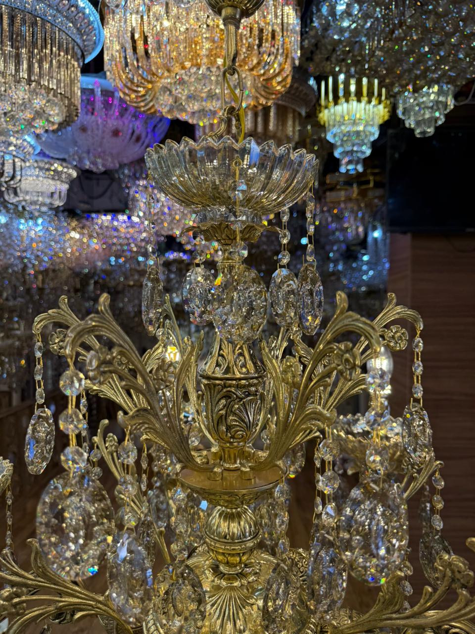 Lustre classique cuivre & cristal
