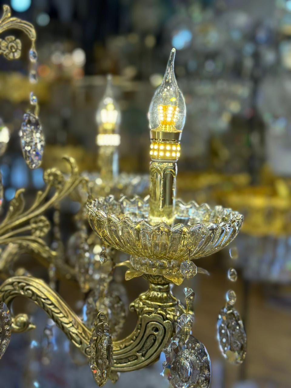 Lustre classique cuivre & cristal