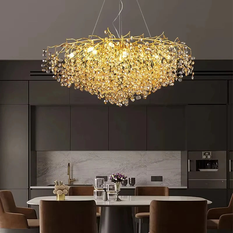 Lustre traditionnel Champagne en verre cristallin pour salon marocain